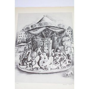Howard Cook Print Merry Go Round Vintage 66857